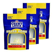 Chewy Louie Small Bone Filled with Cheese &amp; Bacon 3pk - Natural Beef Bone with P - £22.01 GBP