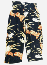 Coconut Beach Black Hawaiian Floral Lightweight Cropped Pants Wms Medium... - £23.48 GBP