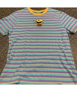 Retro Stripped Pac Man Wink Game TShirt Graphic Tee Crew Neck Shirt Game... - £11.89 GBP