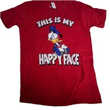 Disney Donald Duck This Is My Happy Face Short Sleeve Red T-Shirt Men&#39;s ... - $13.37