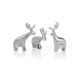 Nambe Miniature Dasher Reindeer Christmas Set, 3 Pieces, Alloy Metal - Silver - £108.70 GBP