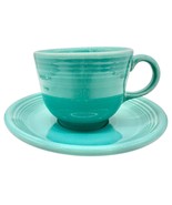 Fiesta Homer Laughlin Cup &amp; Saucer Set in Turquoise Lead-Free Ceramic USA - £11.96 GBP