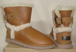 Ugg Airehart Vintage Chestnut Sheepskin Buckle Boots Women Us 6 New, No Box - £85.26 GBP