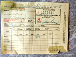 VTG Old Ephemera KOA registration receipt Austin Texas 08/16/1973 - £7.69 GBP