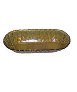 Vintage Iridescent Amber Carnival Glass Lattice Dish - £11.95 GBP
