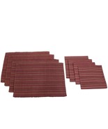 4 Placemats &amp; 4 Dinner Napkins Set Brownstone Gallery Ribbed Stripe Purp... - $21.36