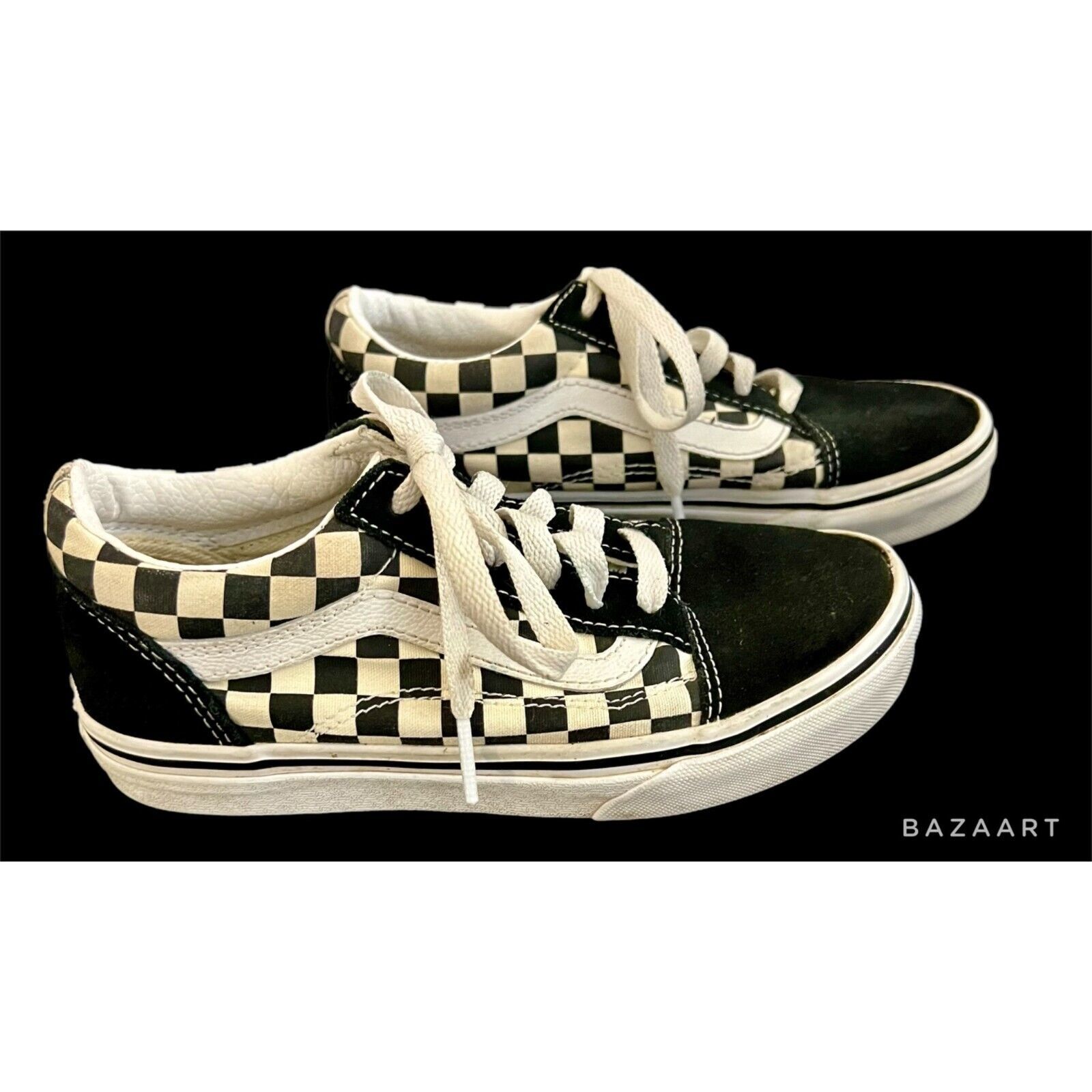 Vans Old Skool Youth Black & White Check Style Sneakers Youth 1.5 - $19.79