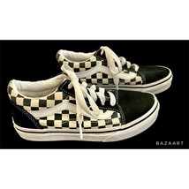 Vans Old Skool Youth Black &amp; White Check Style Sneakers Youth 1.5 - £15.77 GBP