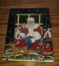 Ice Skating Santa Clause Snowflake Holiday Christmas Picture Frame Metal... - $277.13 MXN