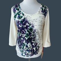Ruby Rd Ladies Petite Enchanted Quarter Sleeve Top Tunic Tee Abstract Nwt Pm - £26.72 GBP