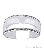 Polished &amp; Ribbed Wide Open Cuff Bangle Bracelet Armband in .925 Sterlin... - $1,840.00 MXN