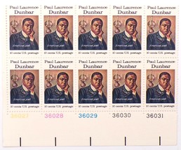 United States Stamps Block of 10  US #1554 1975 10c Paul Lawrence Dunbar - $6.99