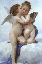 Cupid &amp; Psyche as Infants by William Bouguereau - Art Print - £17.29 GBP+