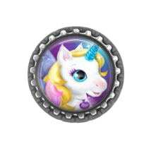 STARLILY UNICORN Finished 3D Bottle Cap for Scrapbook | Bow Center - $3.95