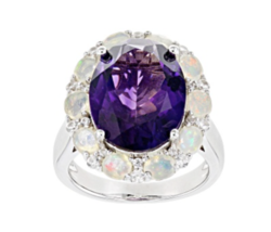 Purple Amethyst Rhodium Over Sterling Silver Ring Size 7 8 9 - £249.14 GBP