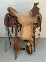 Western Brown &amp; Natural Hand Carved Roper Wade Saddle Size 13&quot; To 17&quot; Inch - £297.59 GBP+