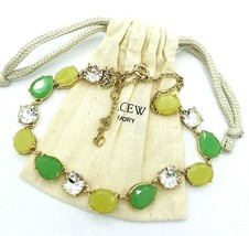 J Crew Gold Tone Green Yellow Jeweled Crystal Necklace - £29.63 GBP