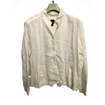 EILEEN FISHER Linen Blend Jacket Button-down Pockets White Size Med - $34.64