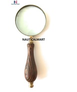 Vintage Inspired Brass Handheld Magnifying Glass w/Wood Handle 15X Handh... - £71.91 GBP