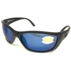 Costa Sunglasses Fisch 06S9054-0464 Matte Black Wrap Frames w 580P Blue ... - £127.58 GBP