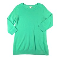 New York &amp; Company NY&amp;Co Womens L Green 3/4 Sleeve Soft Round Neck Sweater - £11.27 GBP