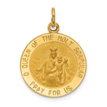 14K Solid Small Queen Of Holy Scapular Reversible Medal XR1777 - £432.09 GBP