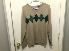 Tommy Hilfiger Argyle Diamond V Neck Pullover Sweater Men&#39;s SZ Medium - £15.57 GBP