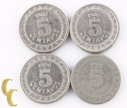 1905 1906 1907 Mexico 5 Centavos Lot (VF-AU, 4 coins) 5c Five Nickel KM-421 - £64.79 GBP