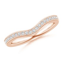 ANGARA 0.18 Ct Lab-Grown Diamond Curved Wedding Ring in 14K Solid Gold - £256.14 GBP