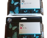 Genuine HP C9453A C9390A New 70 Light Cyan,  Magenta Ink Z2100 Z3100 Z32... - £45.11 GBP