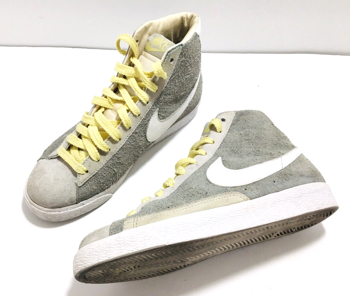Nike Blazer Mid Premium Grey Lemon Yellow Lace Sneakers 2009 - Size 9 31... - $94.99