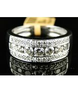 1Ct Round Cut Simulated Diamond Men&#39;s Eternity Band Ring 925 Silver Gold... - £108.35 GBP