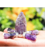 53g-90mm Amethyst Stone 4Pt Energy Generator Pyramid Crystal Healing Gem... - $44.54