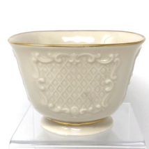 Vintage Embossed Lenox Candy Dish Nut Bowl Cream w/24K Gold trim 1980s USA Made - £15.73 GBP