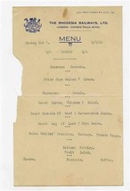 Rhodesia Railways Ltd Dining Car Luncheon Menu Lessees Victoria Falls Ho... - £53.22 GBP