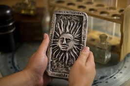 Sun Tarot Card, cast metal Etteilla, book of Thoth, aluminum tablet - £31.41 GBP