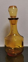 Small Vintage Amber Glass Decanter With Glass Stopper - $27.69