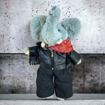 VTG Bear Factory 2001 Biker Elephant Plush 16”  Leather Jacket Jeans Outfit Flag - £9.63 GBP