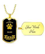 Dog Lover Gift Saluki Dad Dog Necklace Engraved 18k Gold Dog Tag W 24&quot; - £48.35 GBP