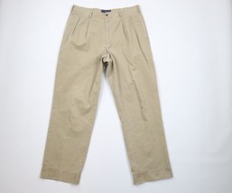 Vtg 90s Abercrombie &amp; Fitch Mens 36x32 Distressed Pleated Wide Leg Chino... - £46.56 GBP