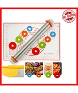 Adjustable Rolling Pin &amp; Silicone Baking Mat Set for Perfect Pastry Results - $57.28 CAD