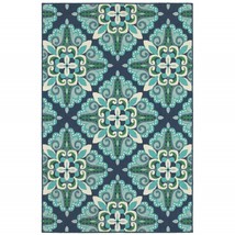 HomeRoots 388669 7 x 10 ft. Blue &amp; Green Floral Indoor &amp; Outdoor Area Rug - £159.47 GBP