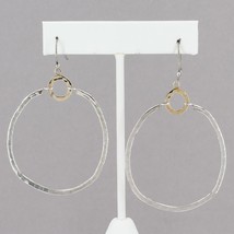 Silpada DYNAMIC DUO Sterling Silver &amp; Brass Hammered Circles Drop Earrings W3148 - £27.93 GBP