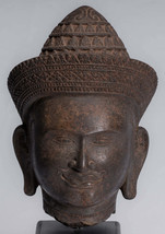 Ancien Banteay Srei Style Pierre Montage Khmer Vishnu Tête - 35cm/14 &quot; - £1,578.45 GBP