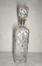 Vintage Crystal Whiskey Decanter Bottle Cork Stopper Top/ Square Bottle - £22.08 GBP