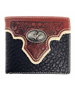 Western Genuine Leather Floral Tooled Rodeo Concho Mens Short Bifold Wallet - $35.54 CAD