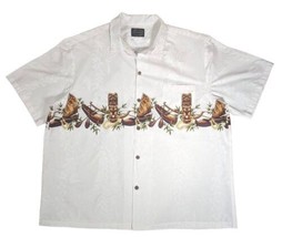 Hawaiian Reserve Collection Short Sleeve Button Shirt 3XL Tiki Canoes Pa... - £22.52 GBP