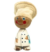 Vintage Handmade / Hand Painted Wooden Chef - Needs Cleaning 3&quot; Tall - £15.49 GBP