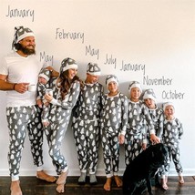Minimalist Christmas tree pajamas family, grey matching Mom Dad Kids Baby pjs Xm - £47.01 GBP