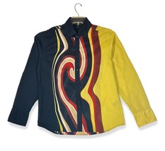 Vintage Kenneth Cole Men&#39;s Multi-Color Swirl, Gauze Slim Fit Dress Shirt, Xl - £38.63 GBP